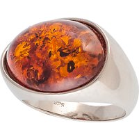Be-Jewelled Oval Amber Cocktail Ring, Cognac