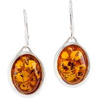 Be-Jewelled Oval Amber Drop Earrings, Cognac