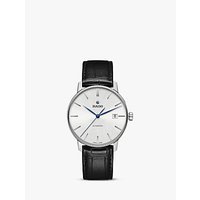 Rado R22860045 Unisex Coupole Classic Automatic Date Leather Strap Watch, Black/Silver