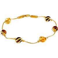 Be-Jewelled Cabochon Amber Snake Chain Bracelet, Multi