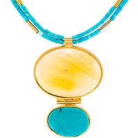 Be-Jewelled Amber And Turquoise Statement Necklace, Blue/Gold