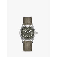 Hamilton H68201963 Men's Field Date Fabric Strap Watch, Khaki