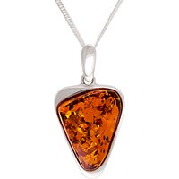 Be-Jewelled Scandi Triangular Amber Pendant Necklace, Cognac