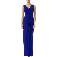 Adrianna Papell Petite Wrap Front Jersey Gown, Neptune