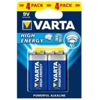 Varta High Energy 9V Alkaline Battery Pack Of 4