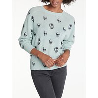 360 Sweater Ebony Skull Crew Neck Cashmere Jumper, Canal/Charcoal