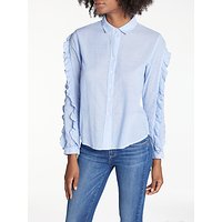 Rails Lizzi Ruffle Sleeve Shirt, Bellflower/White Mini Stripe