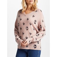 360 Sweater Riley Skull V-Neckline Sweater, Pink