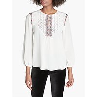 Joie Clema Long Sleeve Embroidered Blouse, White