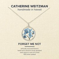 Catherine Weitzman Small Forget Me Not Circle Pendant Necklace, Silver/Blue