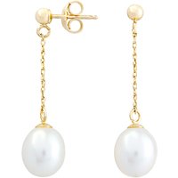 A B Davis 9ct Gold Drop Chain Pearl Earrings