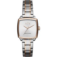 Armani Exchange AX5449 Women's Square Two Tone Bracelet Strap Watch, Silver/Rose Gold