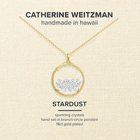 Catherine Weitzman 18ct Gold Plated Small Crystal Gem Shaker Round Pendant Necklace, Gold/Clear