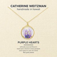 Catherine Weitzman 18ct Gold Plated Small Round Hollyhock Flower Pendant Necklace, Gold/Purple