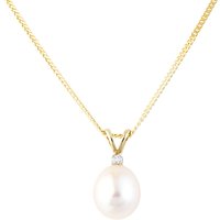 A B Davis 9ct Gold Diamond Pearl Pendant Necklace, Gold/Pink