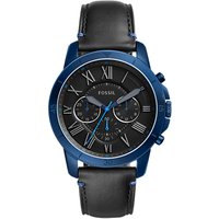 Fossil FS5342 Men's Grant Chronograph Leather Strap Watch, Black
