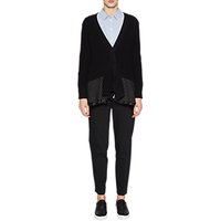 French Connection Pinstripe Long Sleeve Cardigan, Black