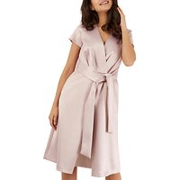 Closet Pleated Front Tie Wrap Dress, Pink
