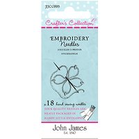 Needles By John James Crafters Collection Embroidery Needles, Sizes 7-10, Pack Of 18