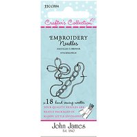 Needles By John James Crafters Collection Embroidery Needles, Sizes 3-7, Pack Of 18