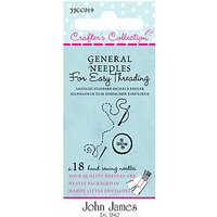 Needles By John James Crafters Collection Large Eye General Needles, Pack Of 18