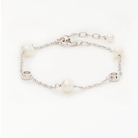 Lido Pearls Pearl And Cubic Zirconia Rondelle Bracelet, Silver/White