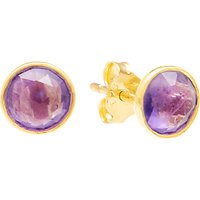 Auren 18ct Gold Vermeil Amethyst Round Stud Earrings, Purple