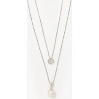 Lido Pearls Double Layer Freshwater Pearl And Cubic Zirconia Pendant Necklace, White