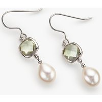 Lido Pearls Amethyst Pearl Drop Earrings, Silver/Green