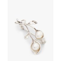Lido Pearls T131BR Double Calla Lily Pearl Women's Brooch, Silver/Pearl