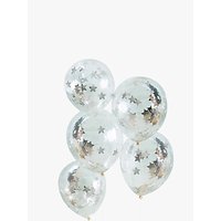 Ginger Ray Star Silver Confetti Balloons, Pack Of 5