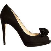 Karen Millen Frill Stiletto Peep Toe Court Shoes, Black