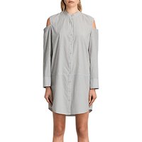 AllSaints Floria Stripe Dress, Grey/Chalk