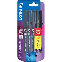 Pilot Pen V5 Rollerball Pen, Black, Pack Of 5