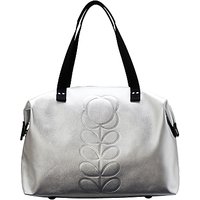 Orla Kiely Embossed Stem Leather Shopper Bag, Silver