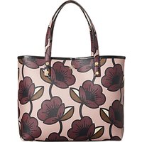 Orla Kiely Passion Flower Print Tillie Leather Shoulder Bag, Aubergine