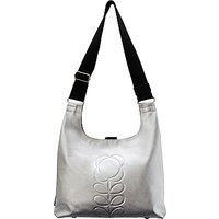 Orla Kiely Embossed Stem Leather Shoulder Bag, Silver