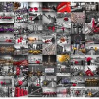 1Wall Black Red & White City 64 Piece Wallpaper Collage