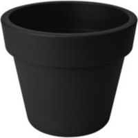 Round Plastic Living Black Plant Pot (H)24.8cm (Dia)29.6cm