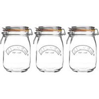 Kilner 1L Glass Clip Top Storage Jar Set Of 3
