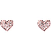 Joma Florence Cubic Zirconia Pave Heart Stud Earrings, Rose Gold