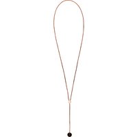 Skagen Ellen Onyx Lariat Necklace, Rose Gold