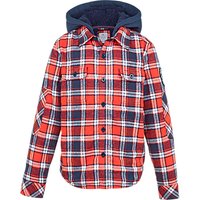 Fat Face Boys' Warmwell Check Shacket, Red