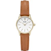CLUSE CL50022 La Vedette Gold Leather Strap Watch, Caramel/White