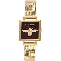 Olivia Burton OB16AM90 Animal Motifs Square Bracelet Strap Watch, Gold/Black