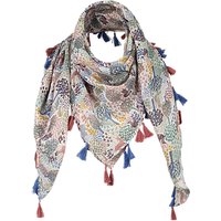Fat Face Children's Leaf Print Square Scarf, Navy
