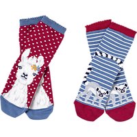 Fat Face Girls' Llama Socks, Pack Of 2, Red/Blue