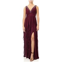 Adrianna Papell Shirred Stretch Tulle Dress, Black Cherry
