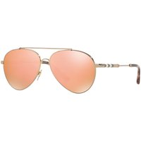 Burberry BE3092Q Aviator Sunglasses, Pink/Gold