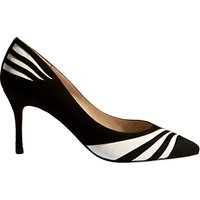 Karen Millen Striped Pointed Toe Court Shoes, Black And White